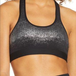 Zella body radiance sports bra black and silver size s